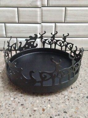 Modern Metal Reindeer & Sleighs 3-Wick Candle Holder